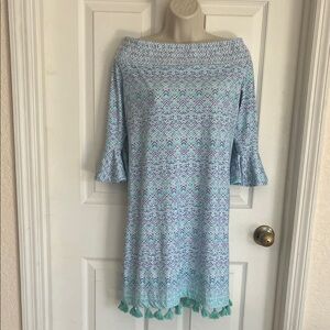 Cabana Life Aqua and Lavender Patterned Mini Dress